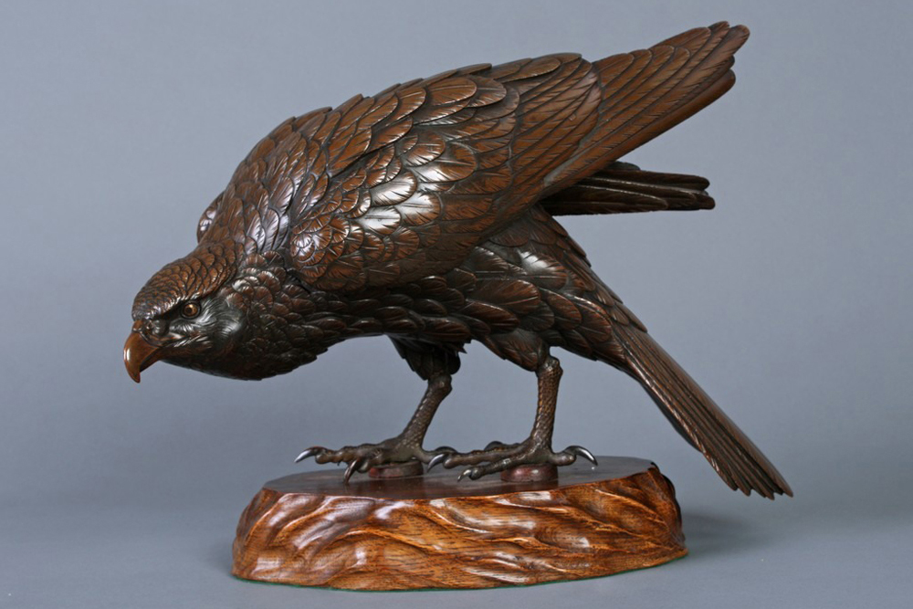 A Bronze Model of a Hawk by Masatsune